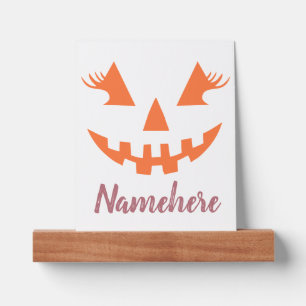 Custom Girly Jack O Lantern Pumpkin Halloween Picture Ledge