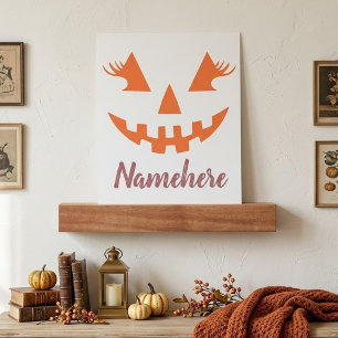 Custom Girly Jack O Lantern Pumpkin Halloween Picture Ledge