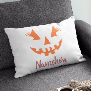 Custom Girly Jack O Lantern Pumpkin Halloween Pillow Case