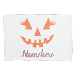 Custom Girly Jack O Lantern Pumpkin Halloween Pillow Case