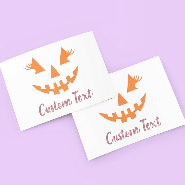Custom Girly Jack O Lantern Pumpkin Halloween Place Card (Creator Uploaded)