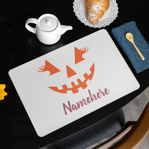 Custom Girly Jack O Lantern Pumpkin Halloween Placemat