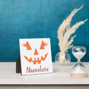 Custom Girly Jack O Lantern Pumpkin Halloween Plaque