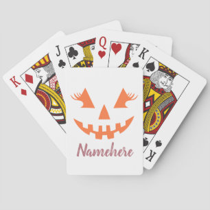 Custom Girly Jack O Lantern Pumpkin Halloween Poker Cards