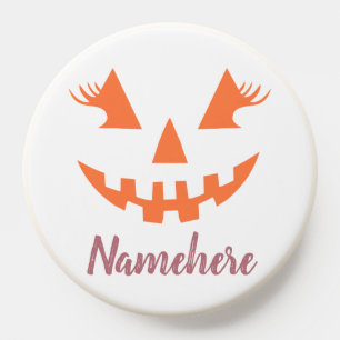Custom Girly Jack O Lantern Pumpkin Halloween PopSocket