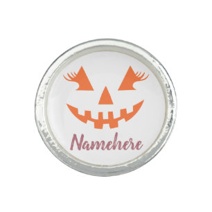 Custom Girly Jack O Lantern Pumpkin Halloween Ring