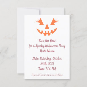 Custom Girly Jack O Lantern Pumpkin Halloween Save The Date