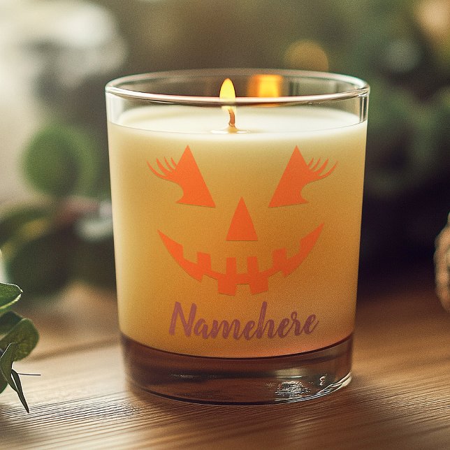 Custom Girly Jack O Lantern Pumpkin Halloween Scented Candle (Creator Uploaded)