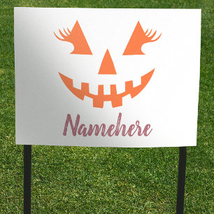Custom Girly Jack O Lantern Pumpkin Halloween Sign