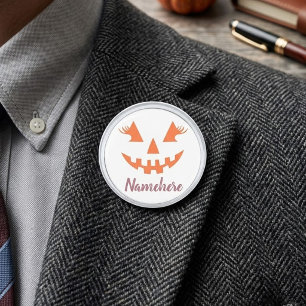Custom Girly Jack O Lantern Pumpkin Halloween Silver Finish Lapel Pin