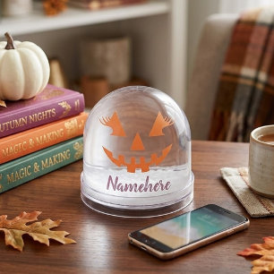 Custom Girly Jack O Lantern Pumpkin Halloween Snow Globe