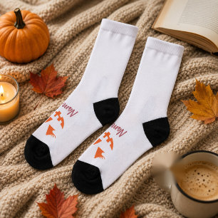 Custom Girly Jack O Lantern Pumpkin Halloween Socks