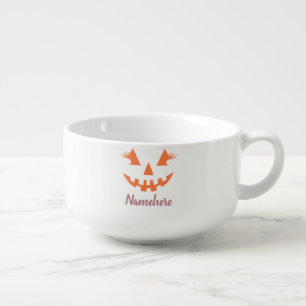 Custom Girly Jack O Lantern Pumpkin Halloween Soup Mug