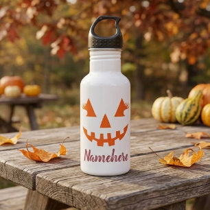 Custom Girly Jack O Lantern Pumpkin Halloween Stainless Steel Water Bottle