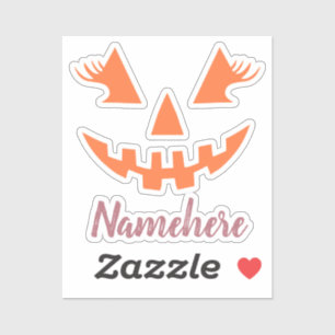 Custom Girly Jack O Lantern Pumpkin Halloween Sticker