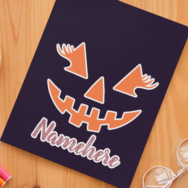 Custom Girly Jack O Lantern Pumpkin Halloween Sticker (Creator Uploaded)
