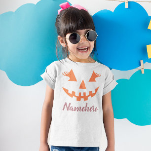 Custom Girly Jack O Lantern Pumpkin Halloween T-Shirt