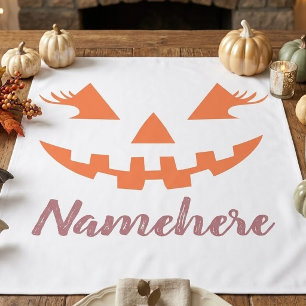 Custom Girly Jack O Lantern Pumpkin Halloween Tablecloth