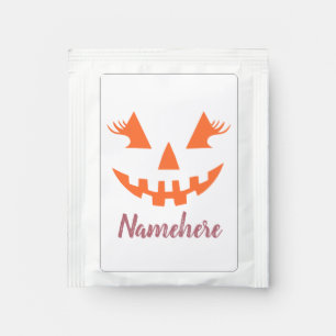 Custom Girly Jack O Lantern Pumpkin Halloween Tea Bag Drink Mix