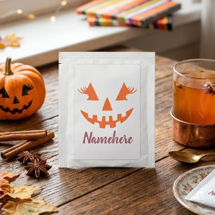 Custom Girly Jack O Lantern Pumpkin Halloween Tea Bag Drink Mix