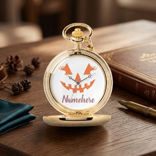 Custom Girly Jack O Lantern Pumpkin Halloween Watch