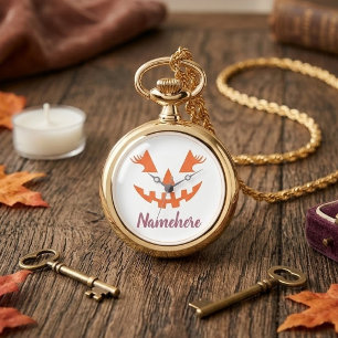 Custom Girly Jack O Lantern Pumpkin Halloween Watch