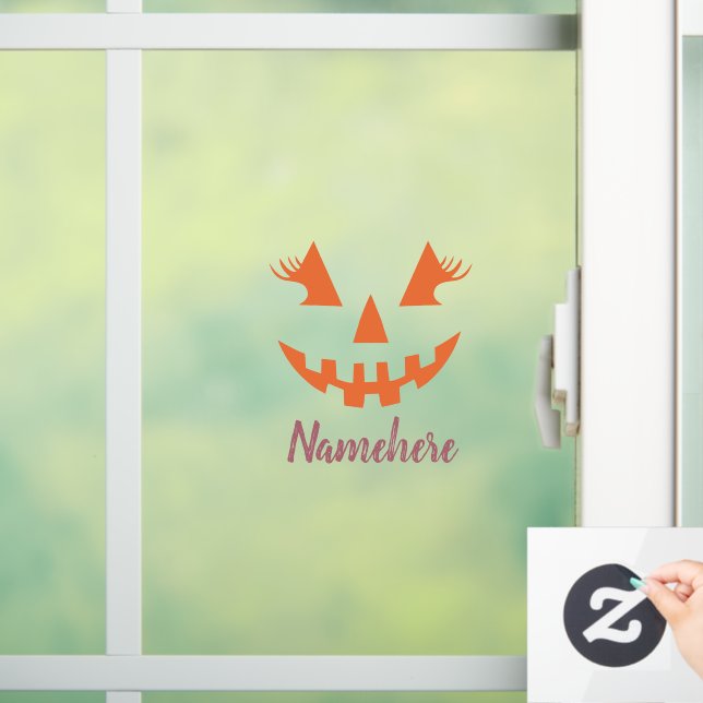 Custom Girly Jack O Lantern Pumpkin Halloween Window Cling (Home)