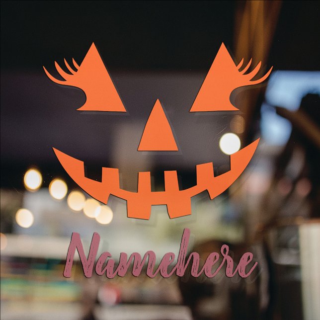 Custom Girly Jack O Lantern Pumpkin Halloween Window Cling (Creator Uploaded)