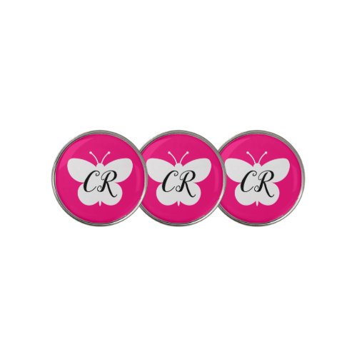 Custom girly pink butterfly logo golf ball marker 