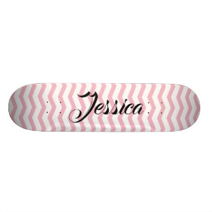 Custom girly pink chevron pattern skateboard deck
