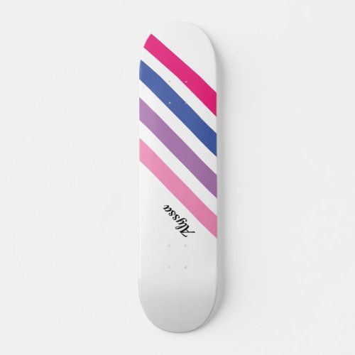 Custom Girly Pink Striped Skateboard
