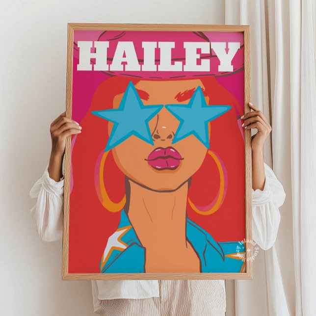 Custom Girly Portrait Preppy Dorm Decor Red Hair (Custom Funky Girly Portrait Preppy Dorm Decor Red Hair)