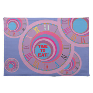 Custom girly pretty clock circles Roman numerals Cloth Placemat