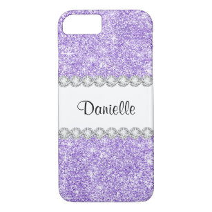 Custom Girly Purple Pastel Glitter Sparkles iPhone 8/7 Case