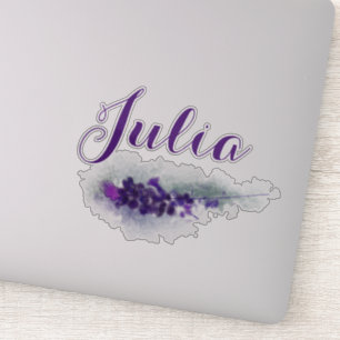 Custom Girly Script Name Purple Lavander Flowers Sticker