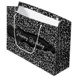 Custom Glam Leopard Print Birthday Large Gift Bag