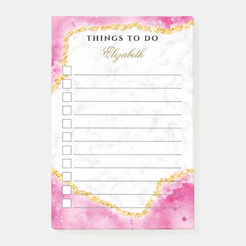 Custom Glam Marble Pink Gold Elegant To Do List Post_it Notes