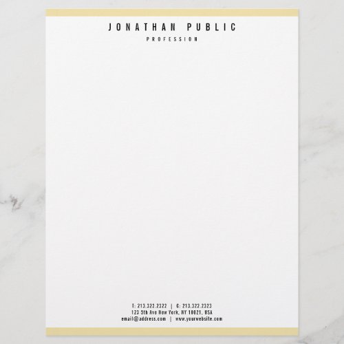 Custom Glamorous Faux Gold Elegant Modern Template Letterhead