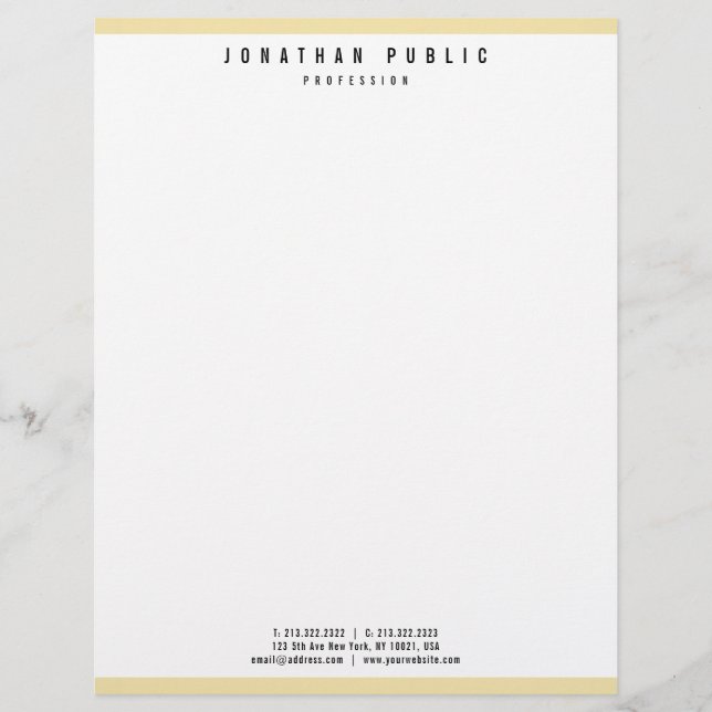 Custom Glamorous Faux Gold Elegant Modern Template Letterhead (Front)