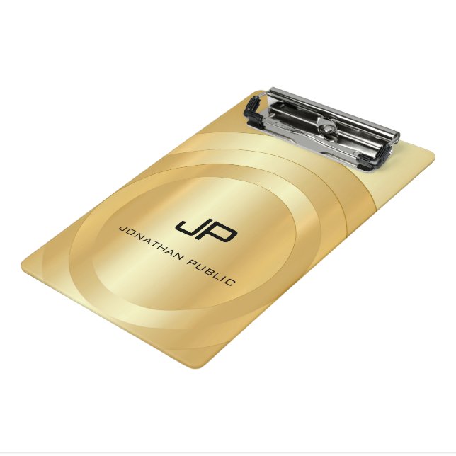 Custom Glamorous Faux Gold Monogram Template Mini Clipboard (Angled3)