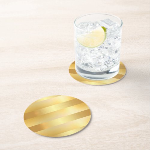 Custom Glamorous Gold Look Blank Modern Elegant Round Paper Coaster