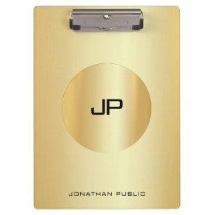 Custom Glamorous Gold Look Elegant Monogram Modern Clipboard