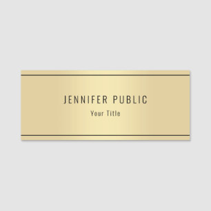 Custom Glamorous Gold Look Modern Chic Template Name Tag