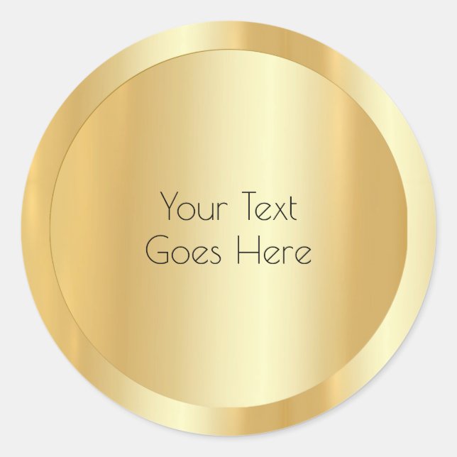 Custom Glamorous Gold Look Modern Template Classic Round Sticker (Front)