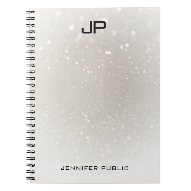 Custom Glamorous Modern Monogram Elegant Template Notebook (Front)