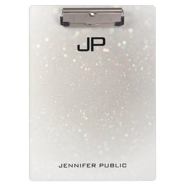 Custom Glamorous Modern Monogrammed Elegant Clipboard (Front)