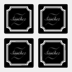 Custom glamorous monogram ceramic coaster set gift