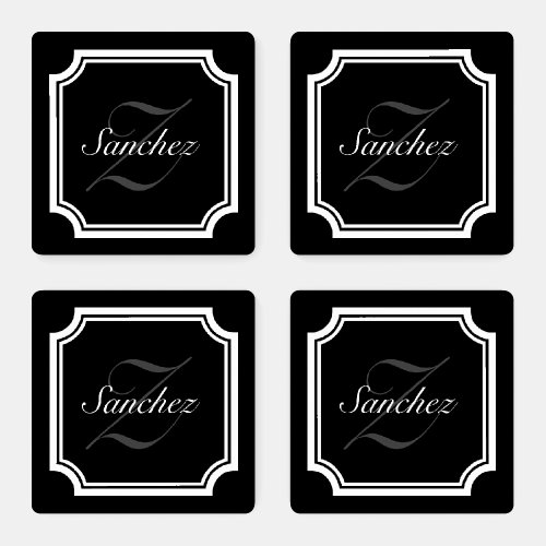 Custom glamorous monogram ceramic coaster set gift