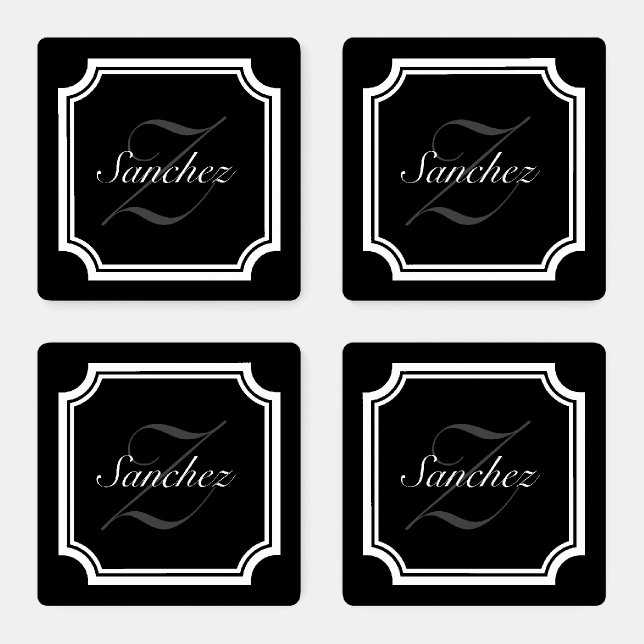 Custom glamorous monogram ceramic coaster set gift (Set)