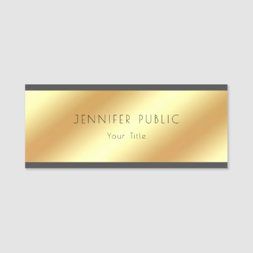 Custom Glamour Black And Gold Modern Template Name Tag